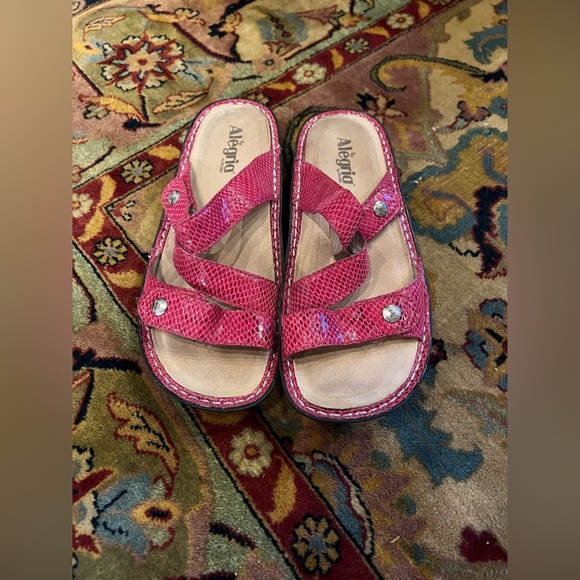 Alegria Pink Faux Reptile Sandals - Picture 1 of 7